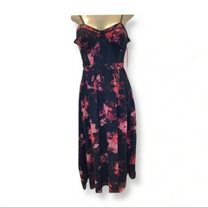 Haute Nites Size 11 Spaghetti Straps Floral Maxi Dress. Broken Zipper